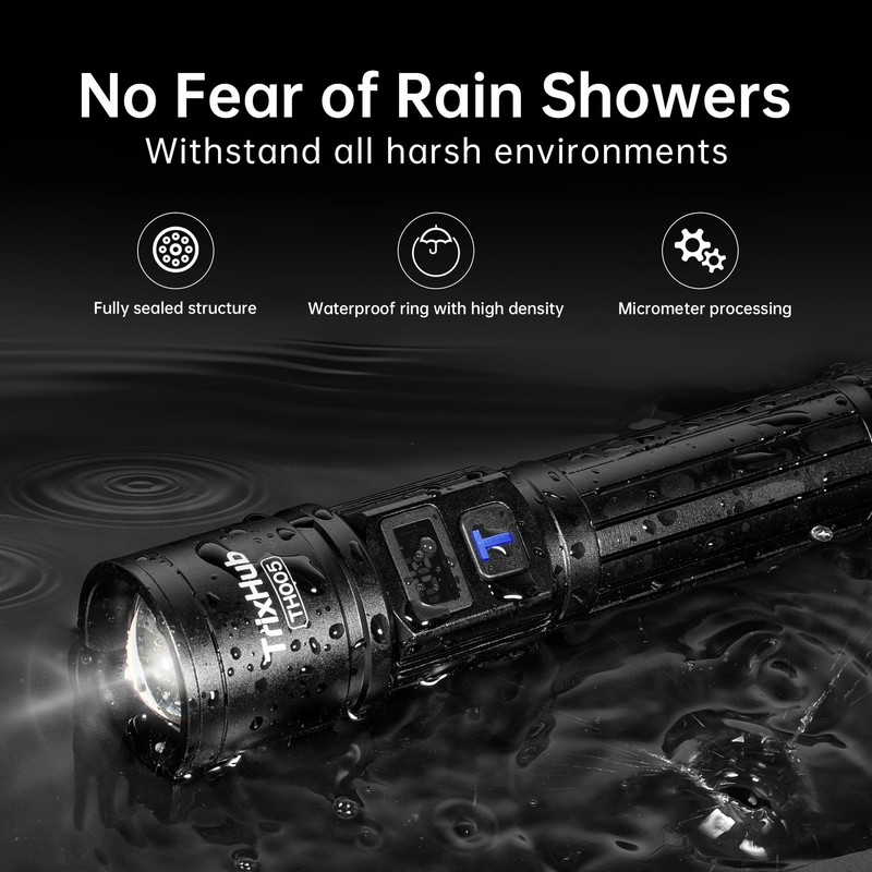 TrixHub Rechargeable Flashlights 2 Pack, Super Bright High Lumens Flash