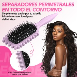 Cepillo para Cabello Rizado Para Mujeres,Cepillo Definidor De Rizos Con herramientas de limpieza,Peine para peinar el cabello rizado,Ideal Cabello Rizado/Ondulado Natural (Voleta)