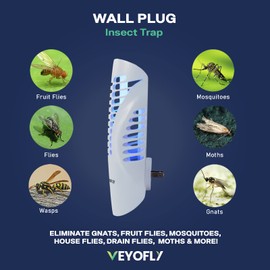 VEYOFLY Flying Insect Trap, Insect Catcher, Indoor Fly Trap, Indoor Flea Trap, Safer Home, Indoor Mosquito & Fruit Fly Trap, and Sticky Glue, Moth Fruit Fly (VF02 (1 Device))