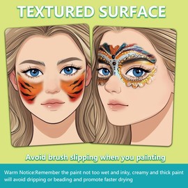 DELORIGIN 2 x Exercise Board for Painting Faces, Reusable, for Practising Make-Up, Size A4, Mannequin, Face and Body Painting Exercise for Make-Up Beginners (Beige Curly Girl)