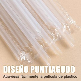 100 Pajitas Reutilizables Envueltas Individualmente, Popotes de Plástico Reutilizables, Adecuado para Uso Diario, Fiestas de Cumpleaños, Suministros para Fiestas, Cocinas, Bares y Clubes