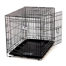 Pet Lodge® Wire Dog Crate | Small Pet Carrier | Easy to Clean | Multi-Functional Pet Crate | Double Door Crate | Great for Pets Up to 50lbs | Medium