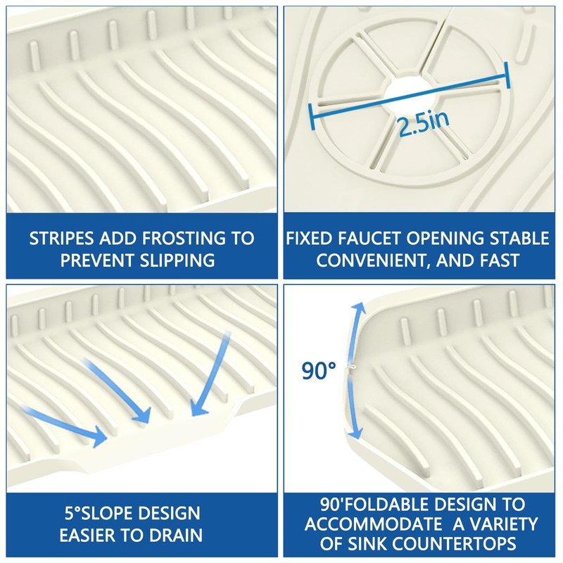 Kitchen Sink Splash Guard Gen2-30" x 6'' Silicone Sink Mat