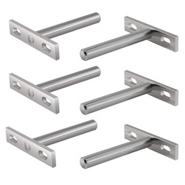 MWOOT 6 pieces stainless steel floating shelf brackets, 3 inch wall shelf, shelf support, shelf bracket, invisible for 100-300 mm wooden board