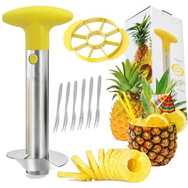 Pineapple Cutter, Stainless Steel Pineapple Cutter, Stainless Steel Pineapple Corer, Corer and Cutter for Pineapple, Reusable, Non-Slip Handle, for Pineapple, Fruit, Homes, Restaurants