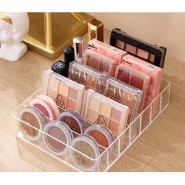 katmerio Dressing Table Organiser, Eyeshadow Organiser, 7 Compartments Makeup Palettes Organiser for Eyeshadow Palette, Lipstick, Compact Blush Shelf (Transparent)
