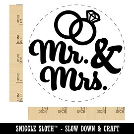 Mr. and Mrs. Wedding Rings Rubber Stamp for Stamping Crafting Planners - 1-1/4 Inch Large