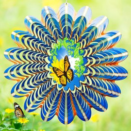 Eiryhope Butterfly Wind Spinner, Animated Wind Spinner - Creates a Fluttering Butterfly Effect. Kinetic Yard Art Decoration Garden Decor Hanging Ornaments, Butterfly Gifts for Mom Wife Women Grandma