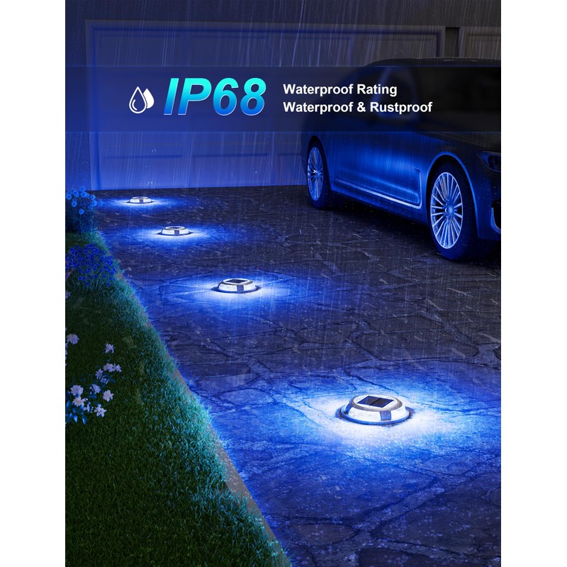 VOLISUN Solar Driveway & Deck Lights 8 Pack Waterproof Dock