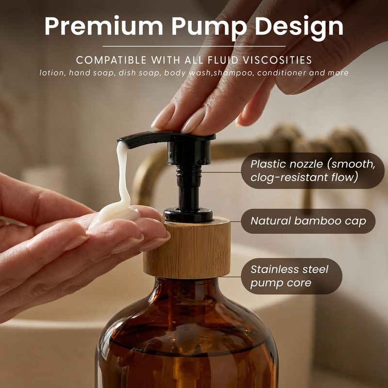 Maisonovo Glass Soap Dispenser Bathroom Set | Hand Soap and