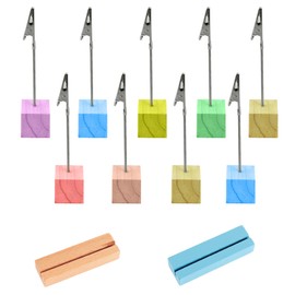 Pack of 12 Photo Holders with Clips, Note Holder, Place Card Holder, Wooden Photo Stand, Memo Holder with Standing Crocodile Clip, Place Card Holder (Random Colour)