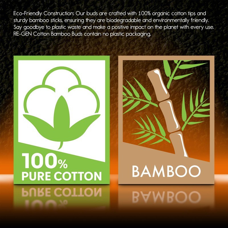 RE-GEN Bamboo Cotton Buds 400 Pack (4x 100pc Box) |