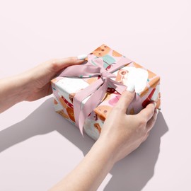 LeZakaa Reversible Christmas Wrapping Paper - Jumbo Roll - Pink Santa Claus and Merry Christmas Lettering - 30 inches x 100 Feet (250 sq.ft.)