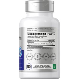 Horbäach Astaxanthin Supplement | 12mg | 120 Softgels | Triple Strength | from Microalgae | Non-GMO & Gluten Free