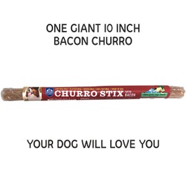 yaky CHURRO Himalayan Cheese Treats | Lactose Free - Gluten Free - Grain Free | USA Made | for All Breeds | 1 x 10 inch Churro | Real Bacon Flavor