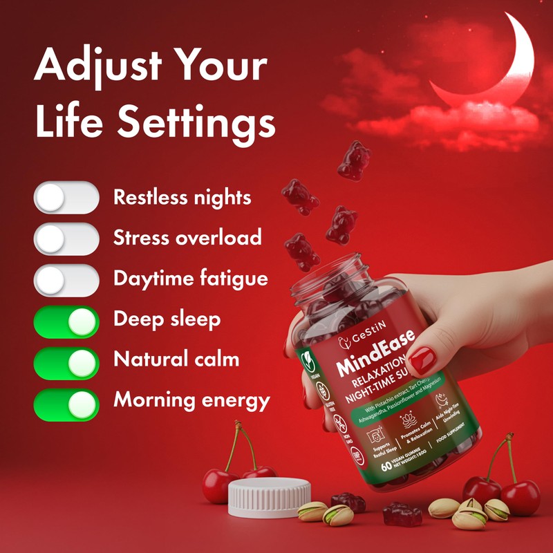 MindEase – Natural Relaxation Gummies for Adults | Pistachio Extract,