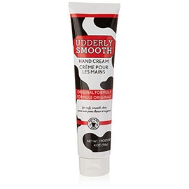 Udderly Smooth Crema de manos, fórmula original para pieles ásperas y secas, hidratación rápida de 24 horas, 4 onzas (paquete de 5)