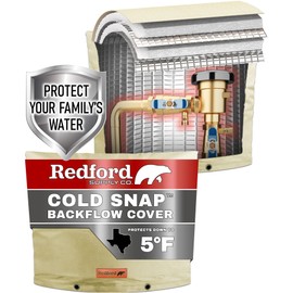 Redford Supply Co. Cold Snap (5°F) Backflow Preventer Insulation Cover, 36" W x 24" H, Pipe Insulation, Water Sprinkler Covers for Outside, Sprinkler Backflow Cover for Winter, Well Pump Bag (Beige)