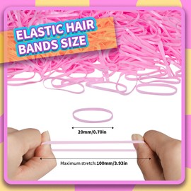 Teenitor Hair Bands, Rubber Elastics, 300pcs, Pink