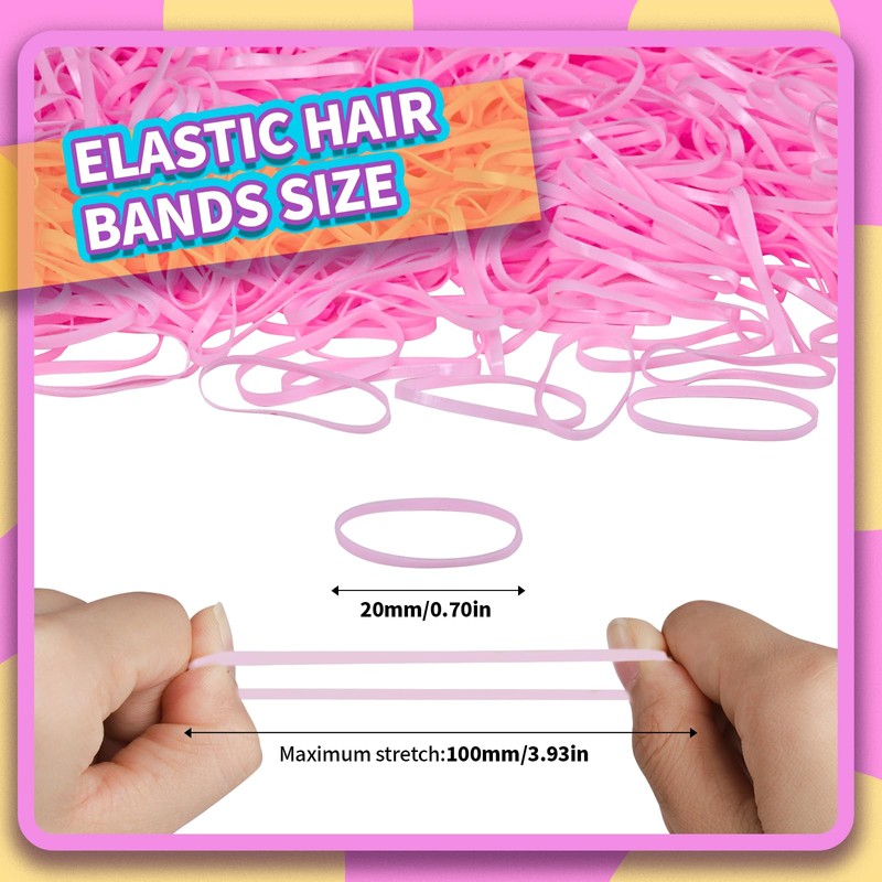 Teenitor Hair Bands, Rubber Elastics, 300pcs, Pink