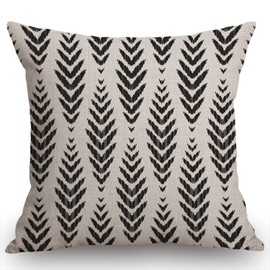 Swono Fashion Ikat Chevron Throw Pillow Cover Black and White Cotton Linen Decorative Pillow Case Cushion Cover Home Sofa Decor 18x18 Inch Pillow Cover