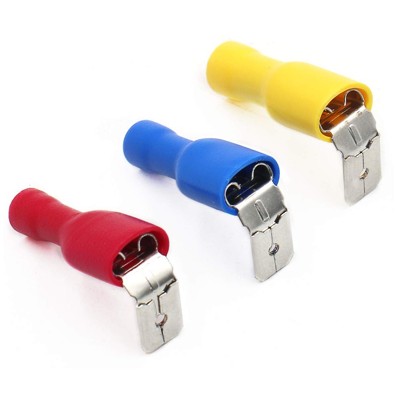 Baomain 1/4" Piggyback Spade Crimp Terminal Connector 0.5-6.0mm² 22-10 AWG