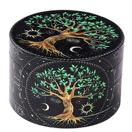 Spespo Spespo Herb Grinders, Large Spice Grinder 63mm(2.5 inch),4 Layers Full Color Painting Metal Grinder with Pollen Scraper (Tree Design)