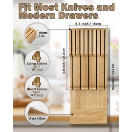 Cook N Home In-Drawer Knife Block Organizer 18-slot, (2pc 9-Slot) Kitchen Knife Cutlery Holder Drawer Storage, Holds up to 18 Knives (Not Included)