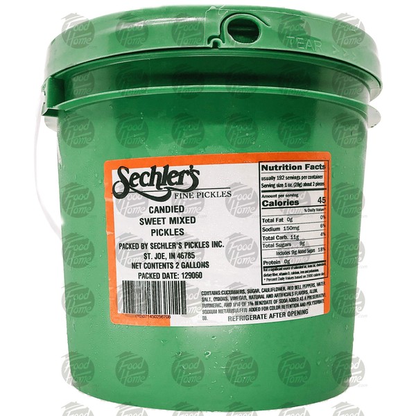 Sechler's candied sweet mixed pickles, 2-gallon plastic pail