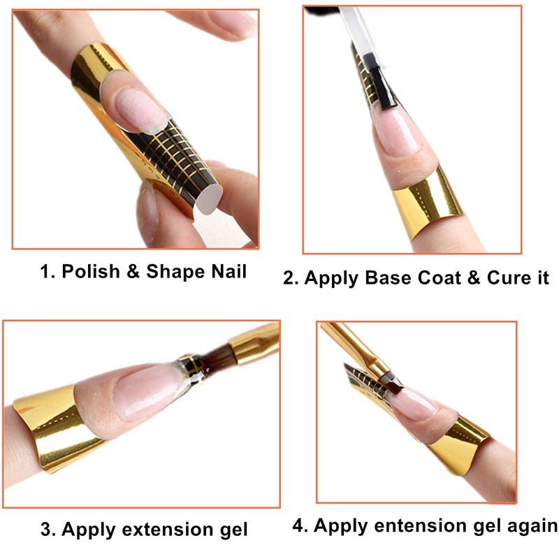 LiBiuty Nail Forms, 500PCS Acrylic Nail Forms, Gold Horseshoe Nail