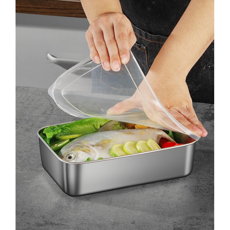 4 Pieces Stainless Steel Food Storage Containers with Clear Lid,