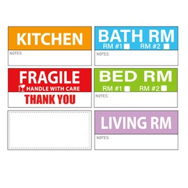 Yoget 42x90mm Large Home Moving Labels for Apartment Moving, 4 Different Color Coded Packing Labels + 40Pcs Fragile Stickers + 40 Pcs Removable Blank Furniture Labels (240 Labels)