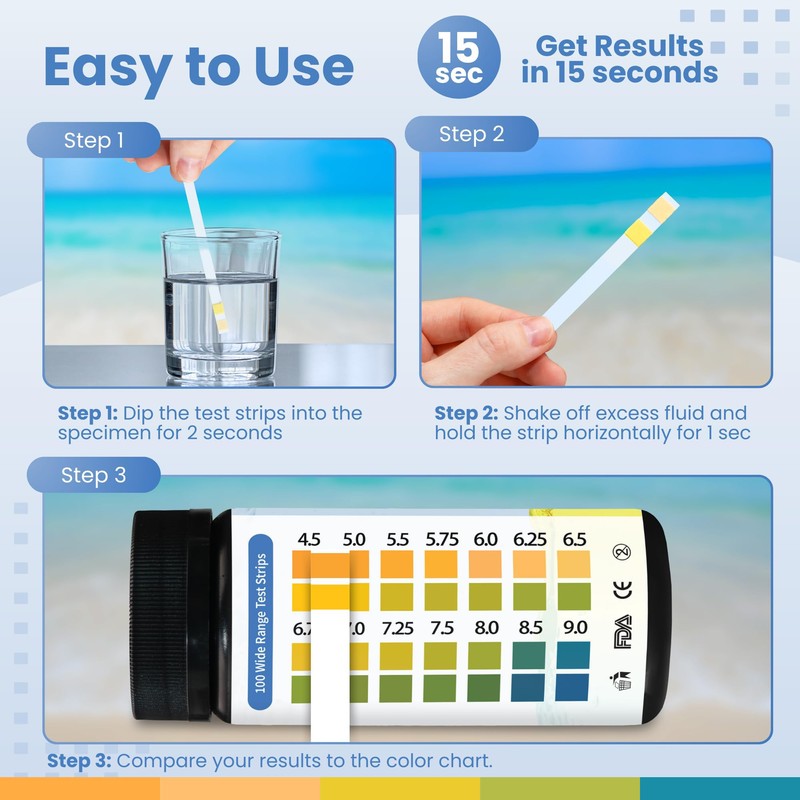pH Test Strips for Testing Alkaline and Acid Levels, Track