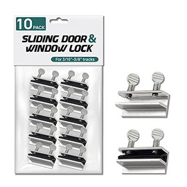 Lion Locks Sliding Window and Door Locks (10 Pack), Adjustable Aluminum Security Screw Lock for 3/16-3/8” Track, Door Stopper Safety Lock, No-Drill Install, Requires 28-36mm Clearance for Screw Lock