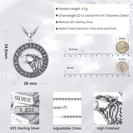 Eusense Viking Jewellery Viking Necklace Gifts 925 Silver Amulet Nordic Mythology Pendant Gift for Men Women Men Mother's Day Father's Day, Sterling Silver, No Gemstone