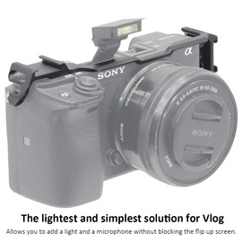 Dual Cold Shoe Adapter Relocation Plate, Easy Hood Microphone Extension Cold Shoe Mount Bracket for Sony Alpha A6400 ILCE-6400 Camera, Vlogging Video Making Shooting Accessory