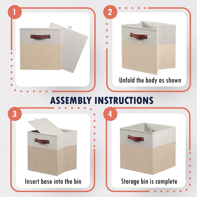 Ornavo Home 13 x 13 Storage Cube Bins, Foldable Collapsible
