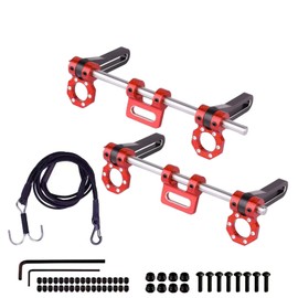 2PCS Aluminum Adjustable 1/10 RC Bumper Crawler Bumper with Fairlead D-Ring Tow Strap Tow Hook Strap for 1/10 RC Crawler TRX4 SCX10 Gspeed Power Wagon Body(Red) (Red)