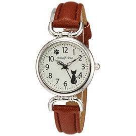 Arias WW20022A Women's Analog Wristwatch, Waterproof, Leather Strap, Cat, White, Dial, Braun
