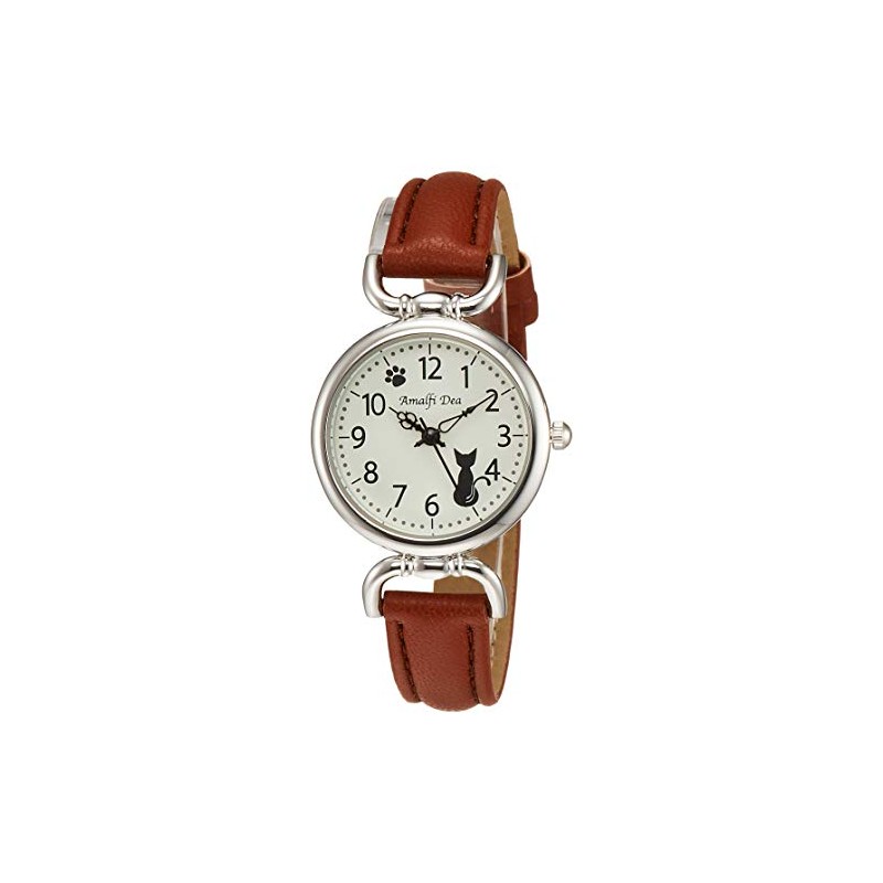Arias WW20022A Women's Analog Wristwatch, Waterproof, Leather Strap, Cat, White,