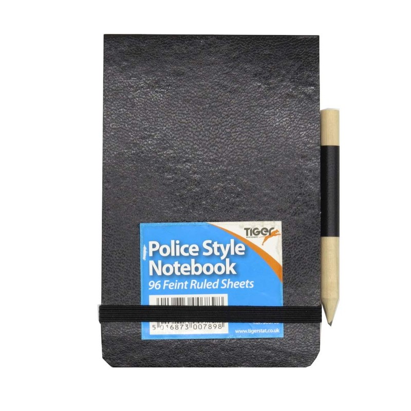 Tiger police style elastic notebook pad with pencil