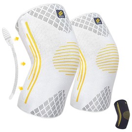 Bracoo KE92 Knee Sleeve for Men and Women, 2 Pieces, Elastic Knee Support with Compression Effect and Side Stabilisers, Ideal for Volleyball, Fitness, Sports and Everyday Use (Grey Pair, M)