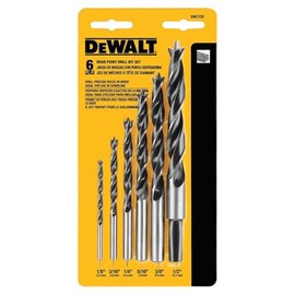 DEWALT Drill Bit Set, Brad Point, 6-Piece (DW1720) , Black
