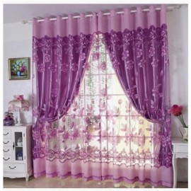 Unbranded Luxury Jacquard Grommet Top Curtain Tulle Panel Sheer Voile Drape Purple 84"