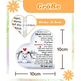 Putuo Decor Traummann Acrylic Heart Decoration - Romantic Table Decoration with Love Saying, Gift for Husband