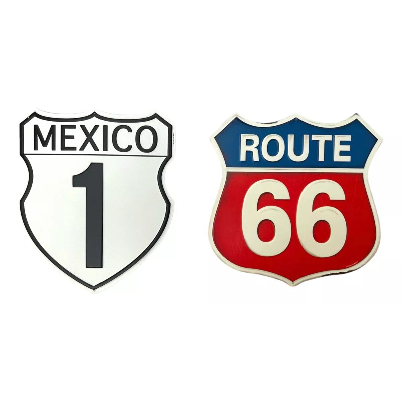Open Roads Cartel Letrero Mexico 35 Lamina Carretera Troquelado Pared