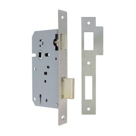 Amig - Einsteckschloss | 60/68mm Einlass | Schloss für Holztüren | Mit Gorja-Schlüssel am quadratischen Rand | Leerer Schlüssel | Mattierter Edelstahl