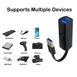 RIIEYOCA USB A to USB 3.0 Hub, 3-Port USB 3.0 Extender, USB 2.0 Hub, Mini Aluminium Portable 3-Port Splitter Storage USB Hub Expansion Hub for Cars, Mobile Phones, Notebooks, PC