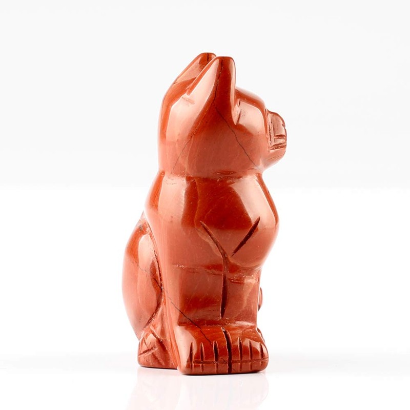 50mm Red Jasper Cat Statue Feng Shui Crafts Carved Figurine