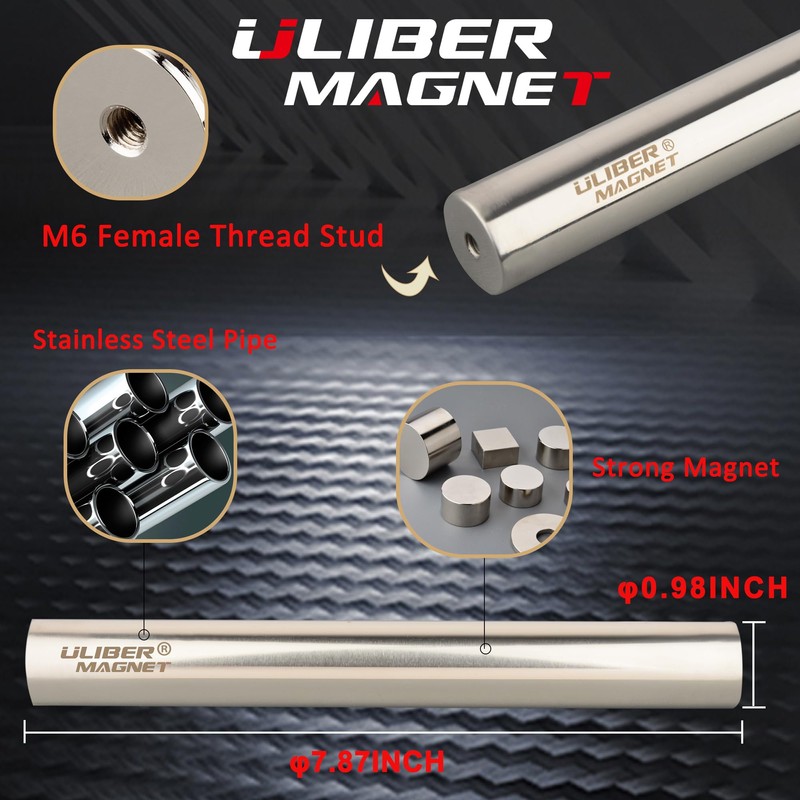 ULIBERMAGNET Magnetic Filter Rod,12000 Guass Neodymium Magnets Rod, Super Strong